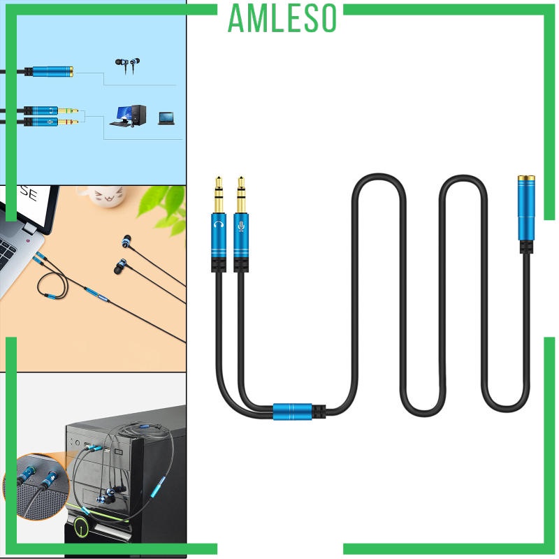 Dây Cáp Tách Tai Nghe 115cm 3.5mm Với Tai Nghe / Microphone Chuyển Đổi Sang 2 Cổng 3.5mm Cho PC / Điện Thoại