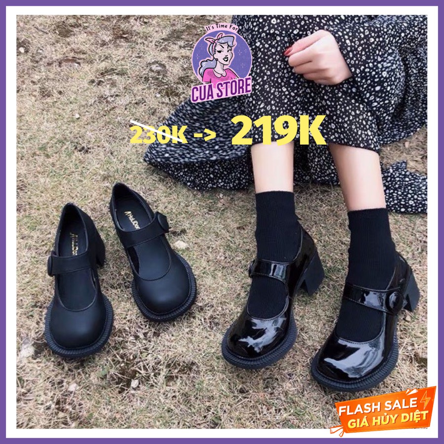 (SẴN Lì 36, Bóng 36 38 39)💥Giày đế cao dáng Lolita da PU quảng châu - 5 ảnh thật cuối