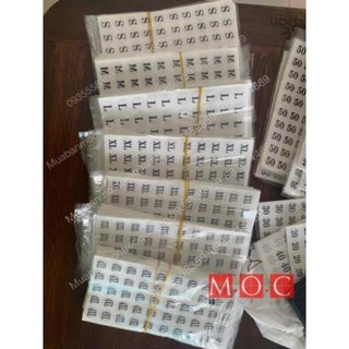Bảng tem dán size các loại,size giày dép