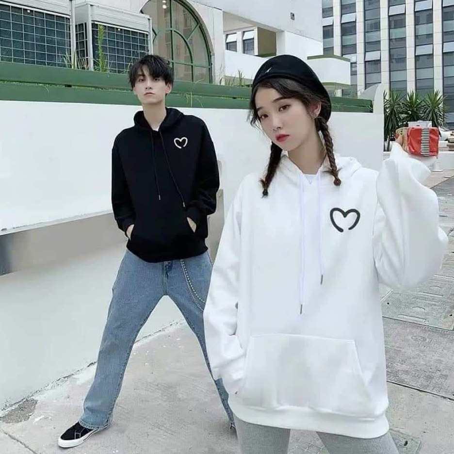 Áo HODIE UNISEX logo tim chất nỉ ngoại form rộng