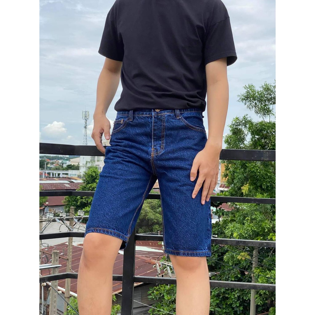 Quần short jean nam cao cấp - quần lửng jean nam không xù, không nhăn, không phai màu, có size cho người to bự