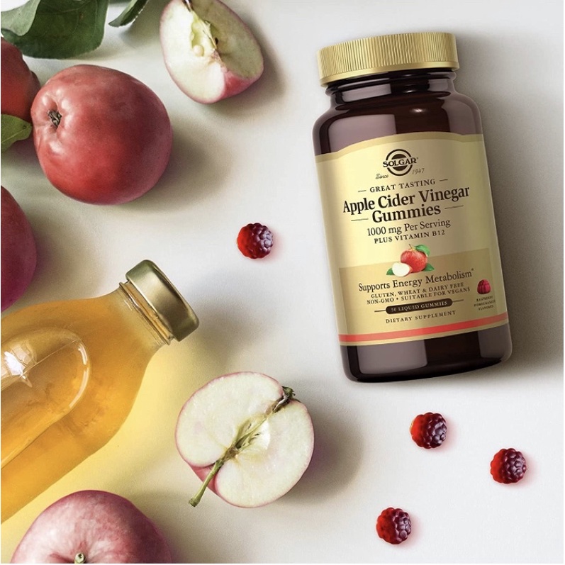 Kẹo dẻo giấm táo Solgar Apple Cider Vinegar 1000 mg 90 viên USA