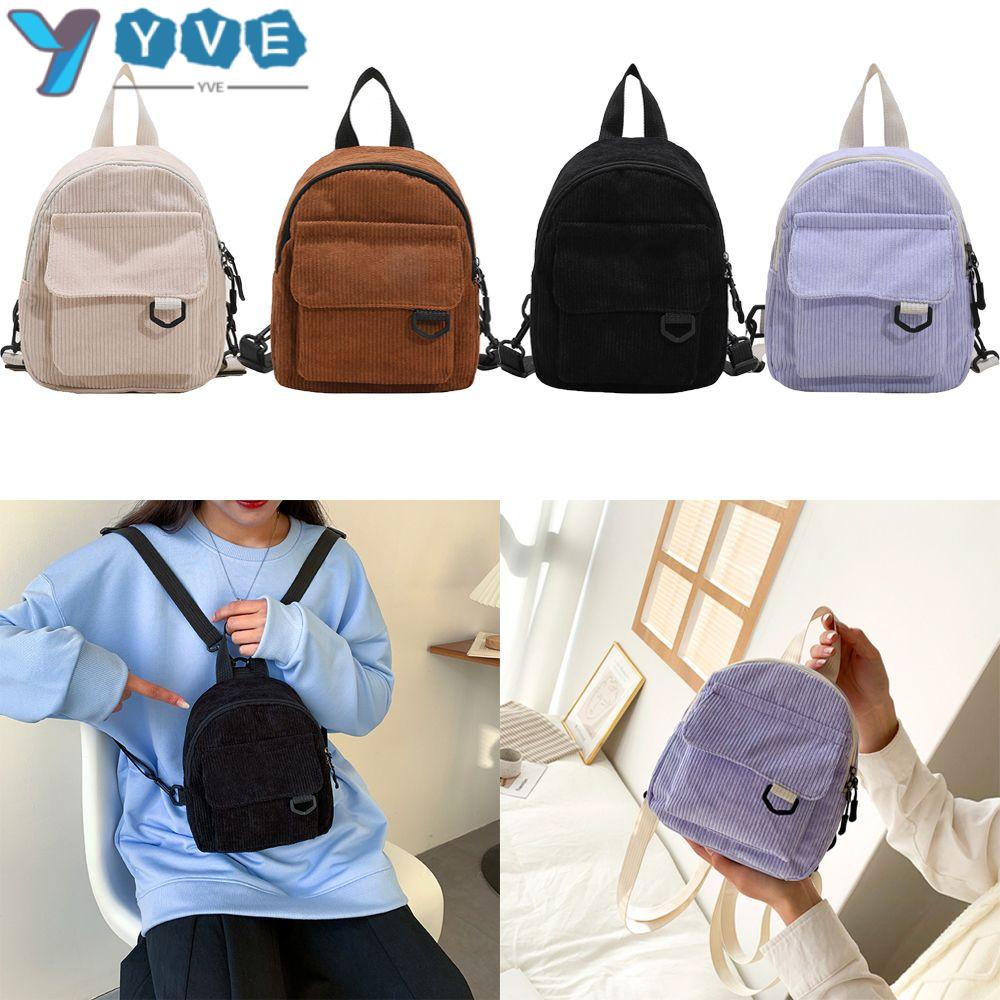 Ba Lô Du Lịch Mini Vải Nhung Màu Trơn Cho Nữ