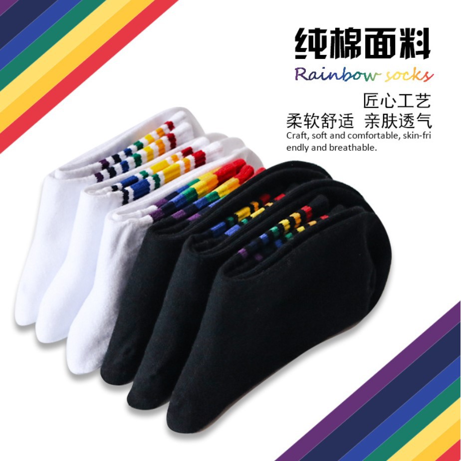 Vớ Tất Nữ Sọc Cầu Vồng Hàn Quốc