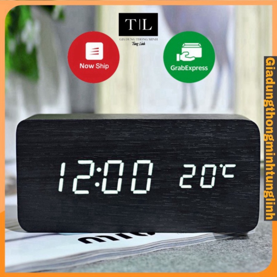 💥 Giảm giá💥 đồng hồ đeo tay LED Để Bàn được làm bằng gỗ thời thượng DH003 - Có hiện ra Nhiệt Độ, Có Báo Thức, nhiều mà
