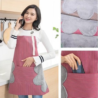 Tạp Dề Chống Thấm nước, thấm dầu thiết kế 2 khăn lau tay San Ho phong cách Hàn Quốc 00352