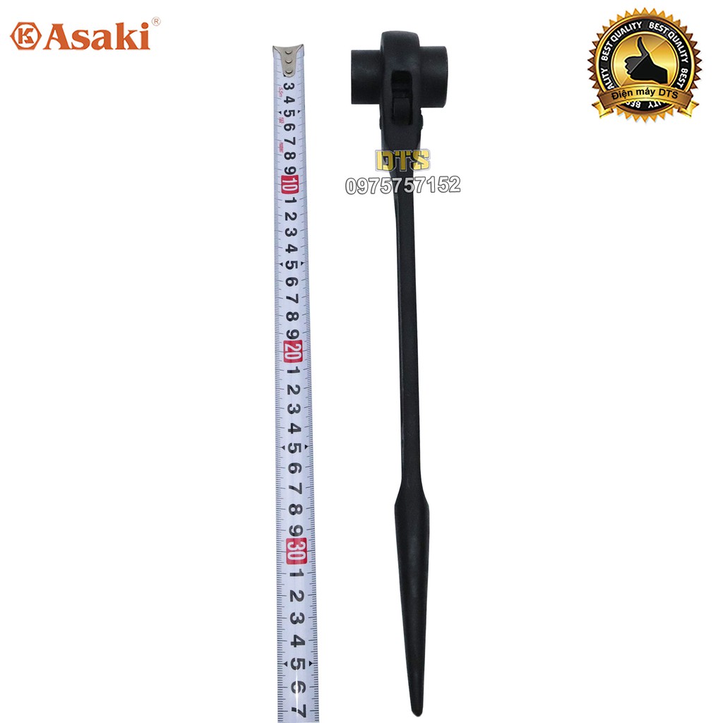 Cờ lê đuôi chuột cao cấp 22-24 mm Asaki AK-6457, cờ lê giàn giáo 2 đầu tự động thép Chrome Vanadium, công tắc đảo chiều