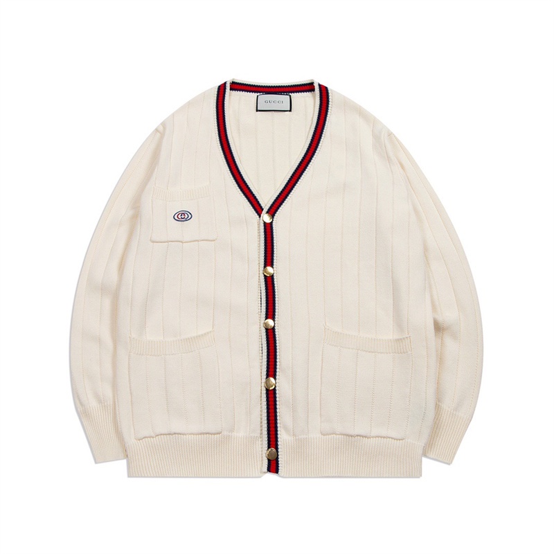 Áo Khoác Cardigan Dệt Kim Tay Dài Có Túi Thêu Họa Tiết Cổ Điển Thời Trang Cho Cặp Đôi