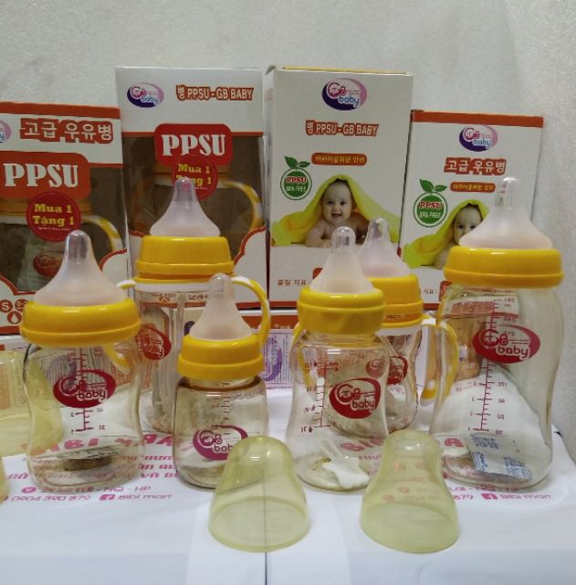 Bình sữa PPSU GB Baby - Hàn Quốc ( mua 1 bình tặng 1 núm ty silicon)
