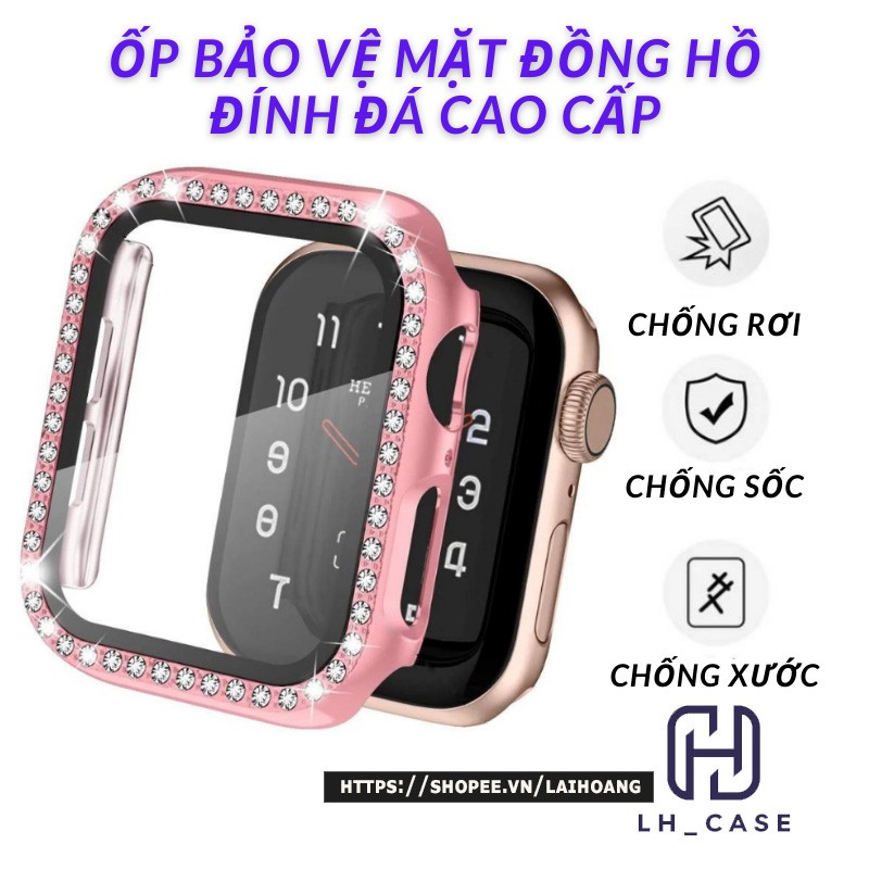 Ốp Bảo Vệ Màn Hình Apple Watch Đính Đá Không Rỉ Chống Va Đập Trầy Xước Bể Vỡ Màn Hình 38mm 42mm 40mm 44mm