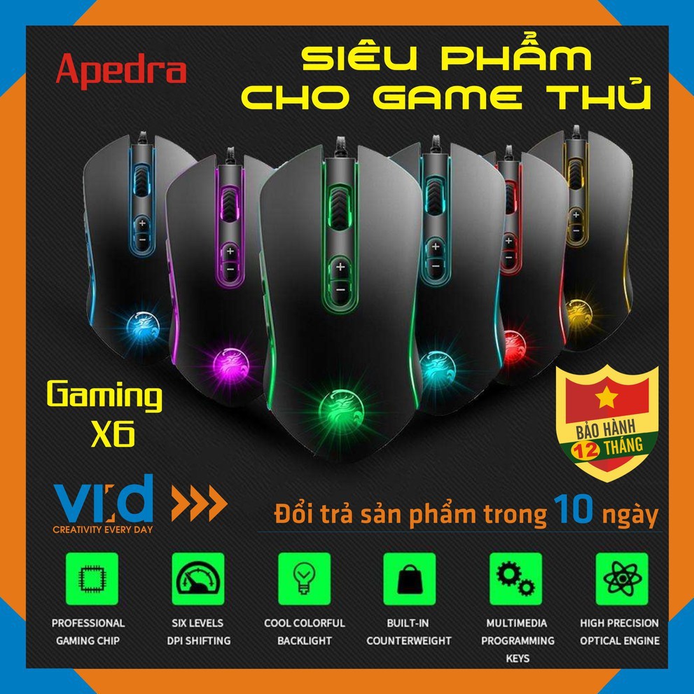 Phím chuột, Chuột chuyên Gaming không dây, có dây iMICE (V9, X7, X8) Apedra A7 , A9 , X6 – Độ nhạy max 3200 DPI