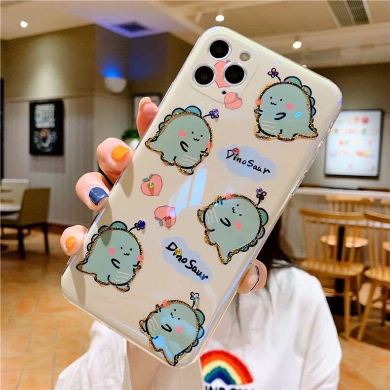Ốp điện thoại silicon in hình khủng long thích hợp cho IPhone 11pro Max X IPhone7 8plus Xr Xs 12 12promax