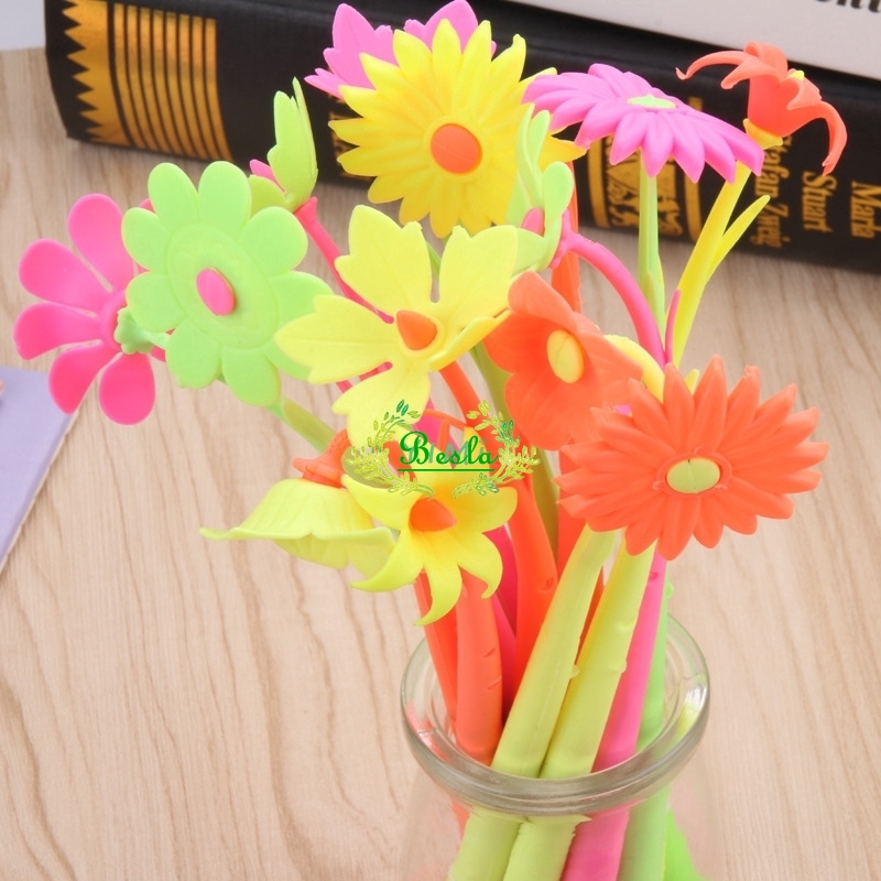 ♕Besla  Hàn Quốc Văn phòng sáng tạo Văn phòng phẩm Hoa Bút Bút Bút nhỏ Hoa Silicone Hoa mềm Silicone Hoa