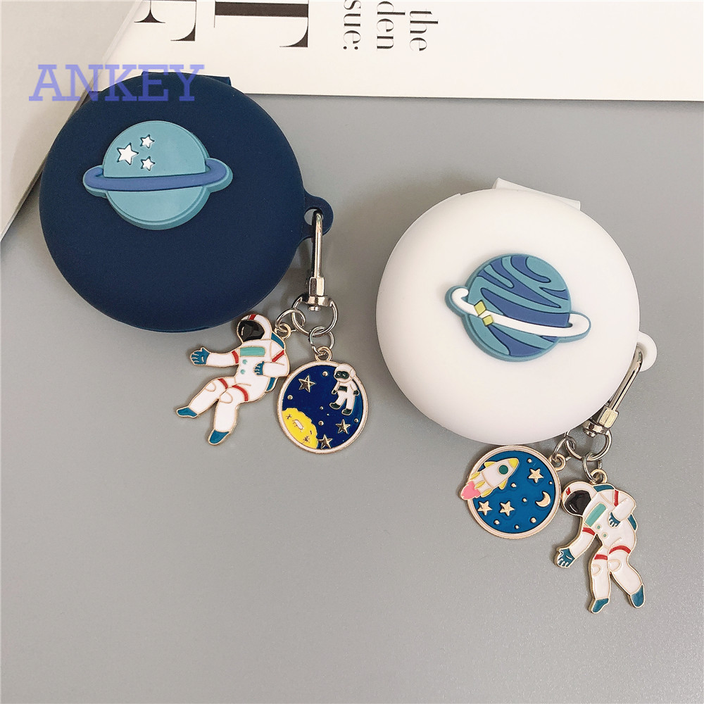 Oppo Enco W31 Case Earphone Silicone Case for Oppo Enco W31 W51 W11 Free X / Realme Buds Q Air Pro Soft Cover Cute Astronaut Cosmonaut Anti-shock Case Headphone Wireless Headset Earbuds Waterproof Case Shockproof Protective Skin Protective Shell