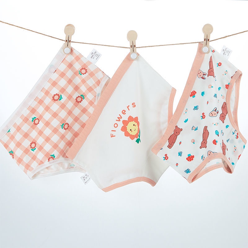 Set 3 Quần Lót 100% Cotton Dễ Thương Cho Bé Gái 3-11 Tuổi