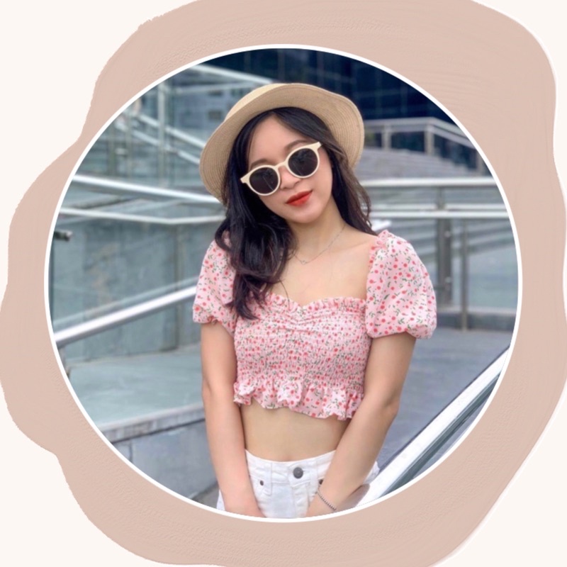 Áo hoa voan nhún ( có sẳn-hình thật )