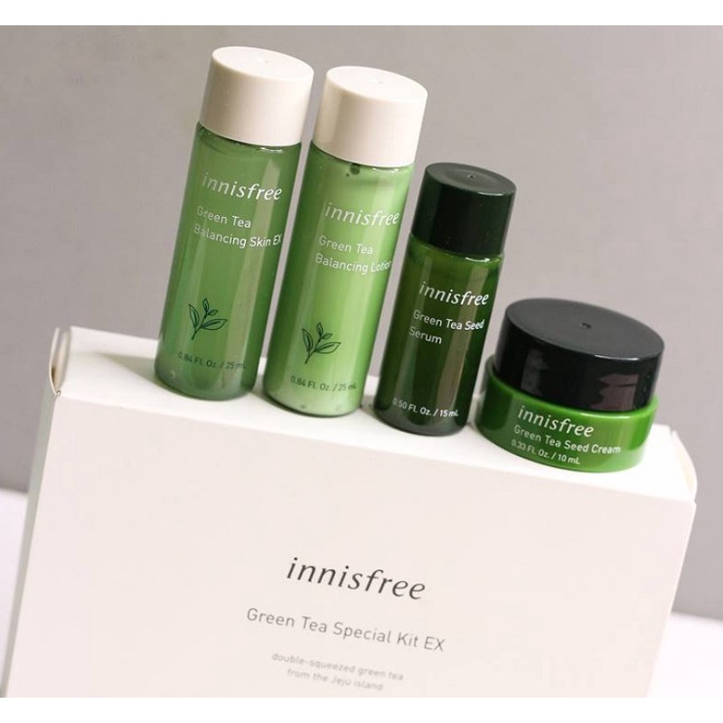 [ Trợ Giá ] Bộ Dưỡng Da Trà Xanh Innisfree Green Tea Special Kit Ex, Gồm 4 Lọ, Giúp Da Săn Chắc Khỏe Đẹp