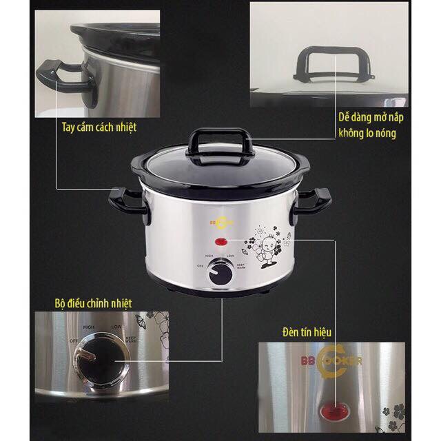 [nhập mã giảm] Nồi nấu cháo chậm BB cooker chính hãng 1,5l