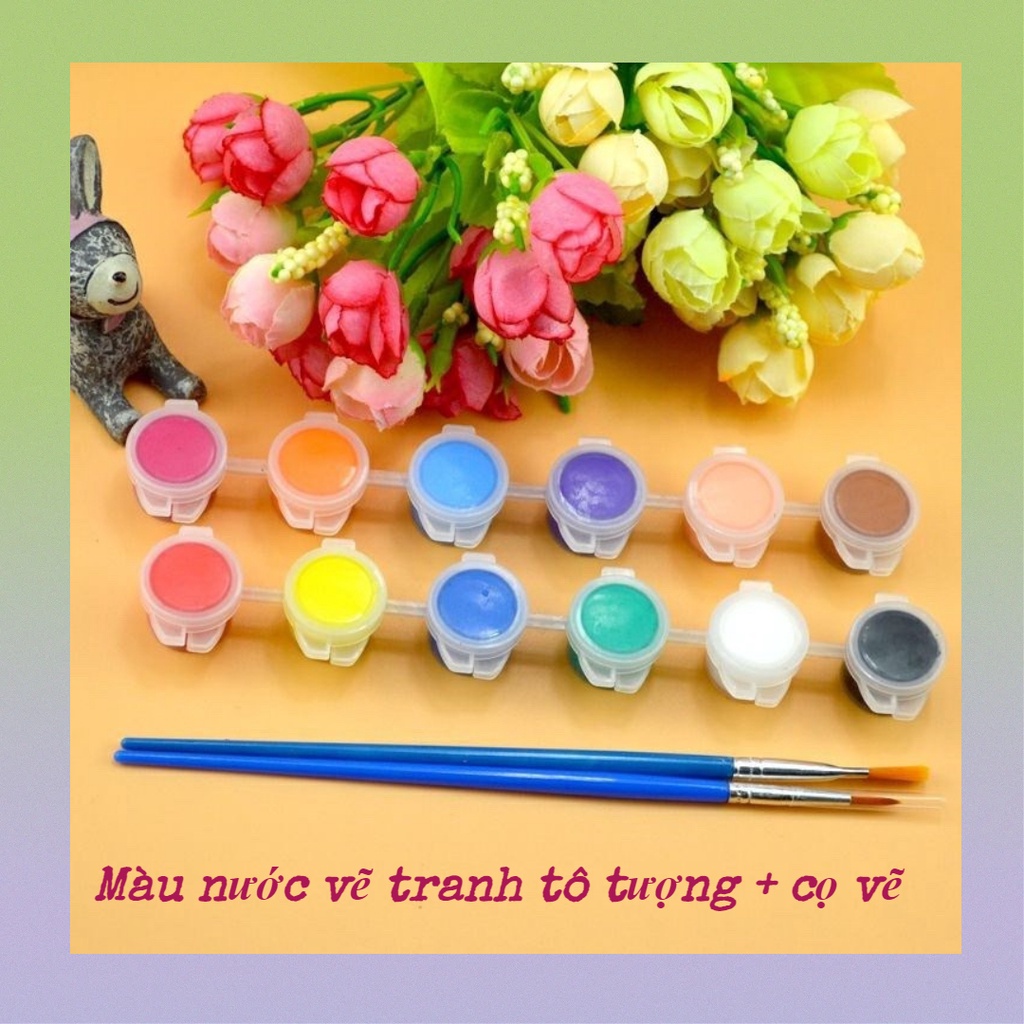 Bộ màu nước 3ml kèm cọ vẽ màu, màu nước tô tranh tô tượng