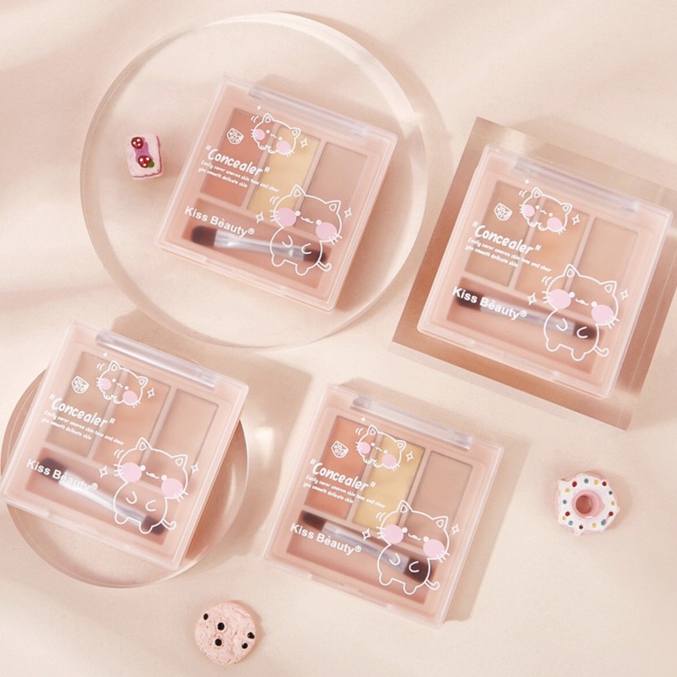 Bảng che khuyết điểm 3 màu kèm cọ KISS BEAUTY Concealer KISS10 | BigBuy360 - bigbuy360.vn