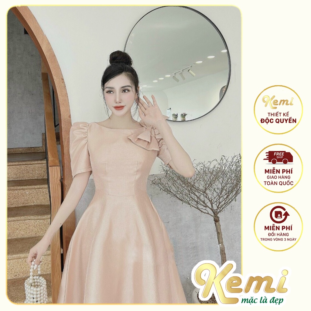 Váy công chúa 2 dây vải nhung kèm ren 3 lớp dáng xòe tiểu thư Kemi thiết kế mặc dự tiệc chụp ảnh dạo phố