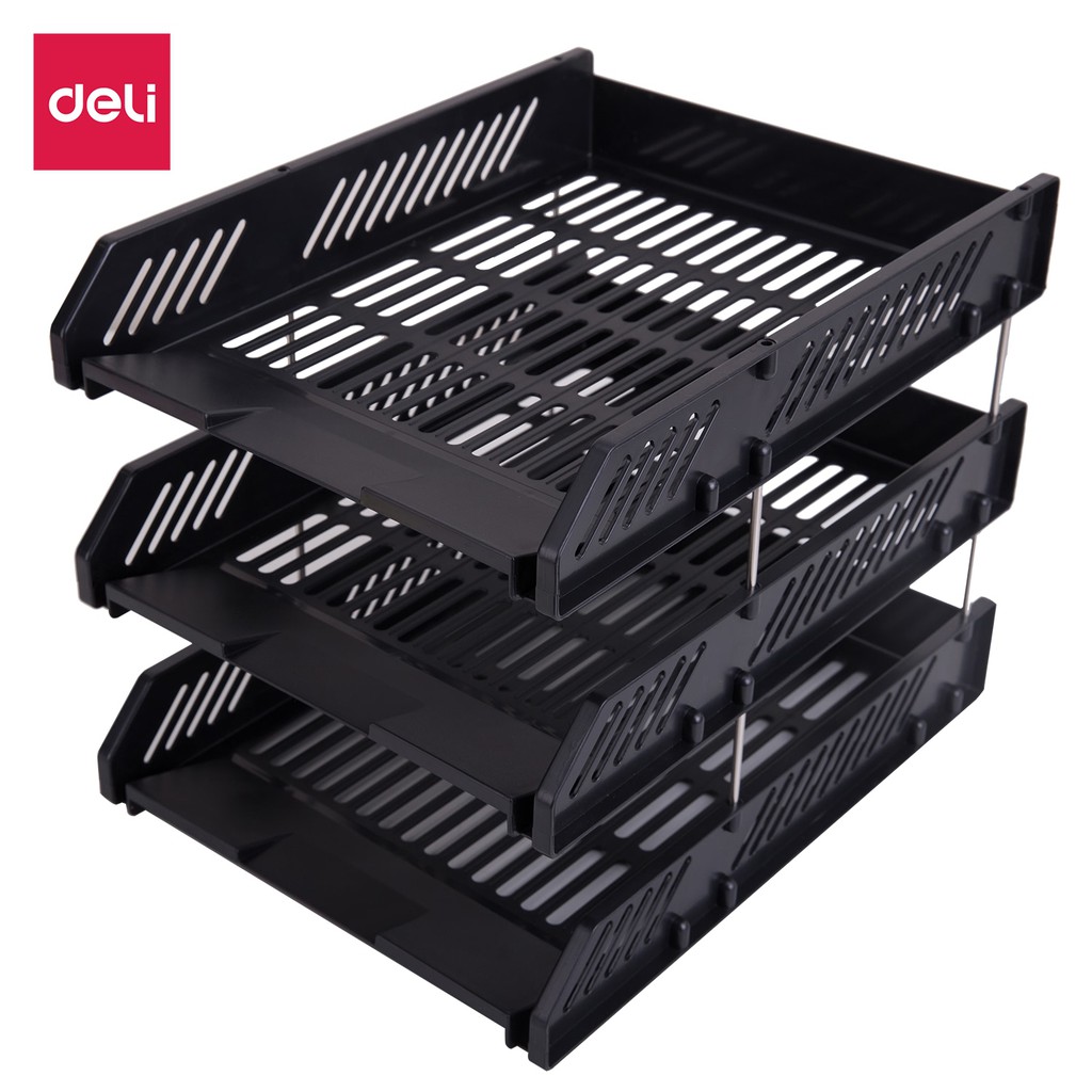 Giá tài liệu 3 ngăn Deli, Ghi xám - 1 chiếc - E9209