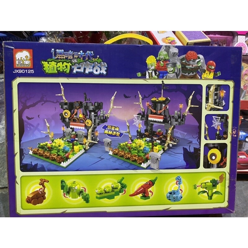 Lắp ráp nonlego JX90125 Xếp Hình Plant vs Zombie Tấn Công Lâu Đài Quái Vật 761 Mảnh