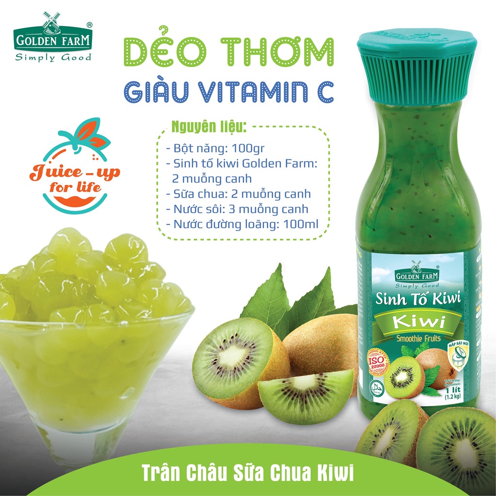 Sinh Tố Kiwi Golden Farm dạng sệt Chai 1L  Chính Hãng