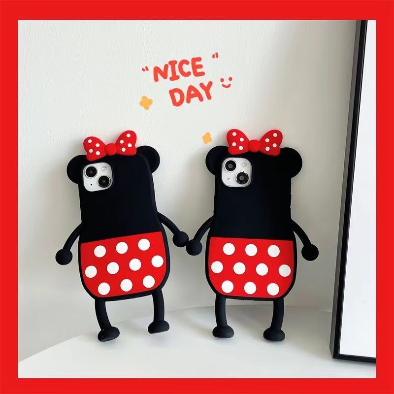 Ốp Điện Thoại Dẻo Họa Tiết Hoạt Hình Minnie Chấm Bi Kèm Vòng Đeo Tay Chống Rơi Cho iPhone 11 / 12 / 12PRO MAX / 13PRO MAX / XR / XS plus