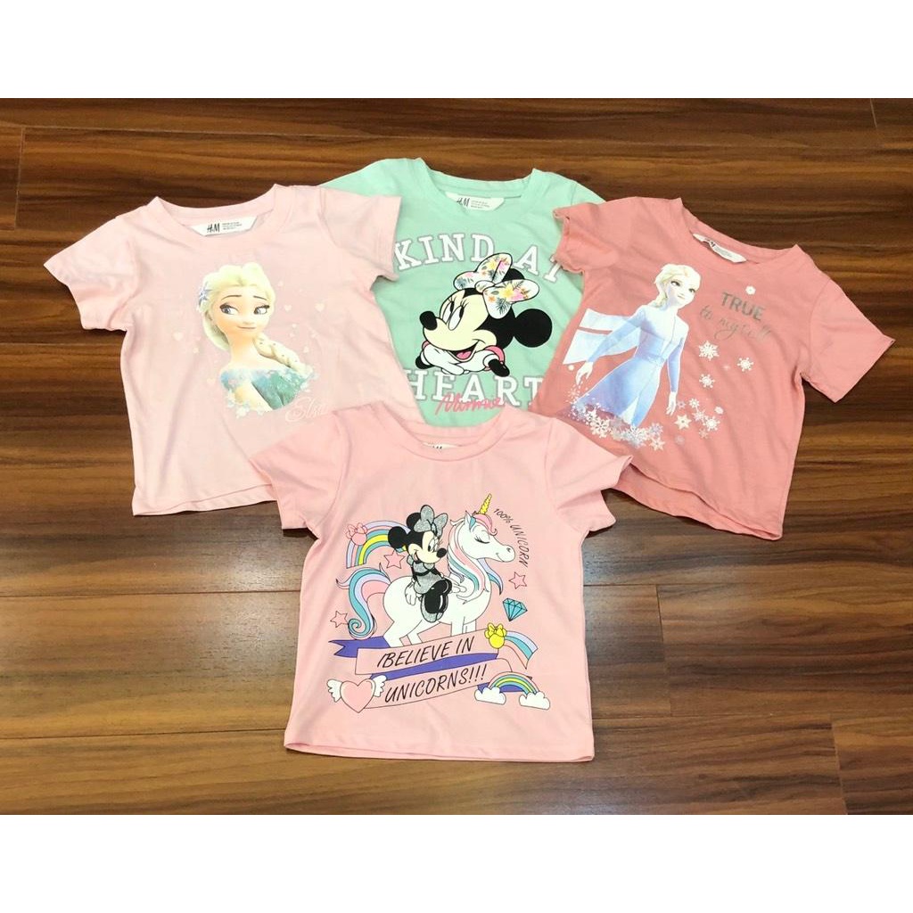 (9-32kg) Áo cộc tay bé gái H.M in hình elsa pony chất cotton mềm mát Phần 1