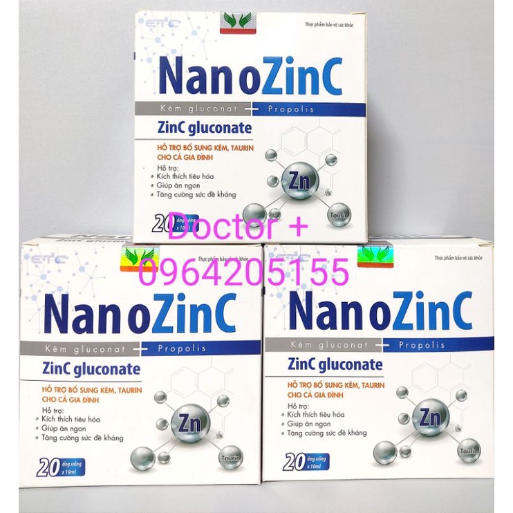 Ống nước bổ sung kẽm kích thích tiêu hoá, tăng cường sức đề kháng NANO ZINC