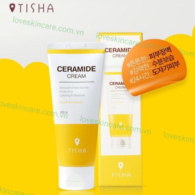 (GRAB - NOWSHIP HỎA TỐC) Kem Dưỡng Ẩm Tái Tạo Da Tisha Ceramide Cream (100g)