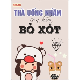 Combo 4 bức tranh 3D trang trí quán trà chanh, trà sữa có keo sẵn
