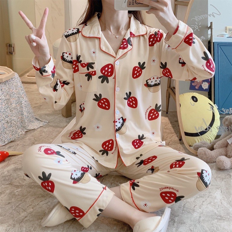 Bộ PIJAMA cao cấp dễ thương dày ấm quần dài tay dài | BigBuy360 - bigbuy360.vn