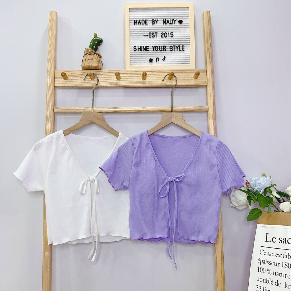 Áo Croptop ⭐ 𝑭𝑹𝑬𝑬 𝑺𝑯𝑰𝑷⭐ Áo Croptop Khoác Cột Day Tay Ngắn Phong Cách Cá Tính, Thời Trang Hàn Quốc CT41 | BigBuy360 - bigbuy360.vn