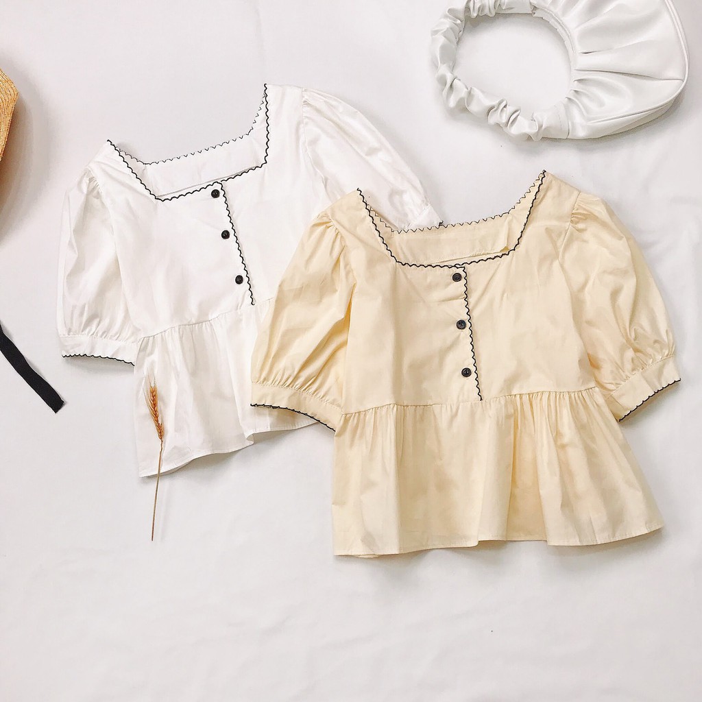 Áo babydoll NHIENVINTAGE cổ viền AA727