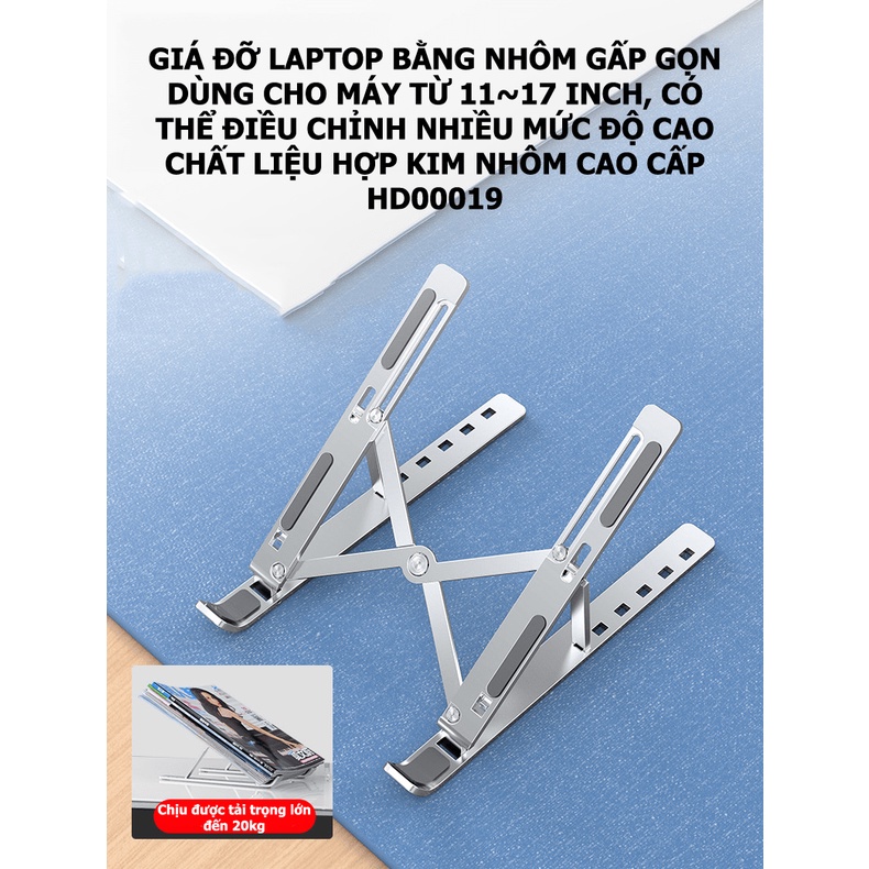 Giá đỡ laptop,ipad, macbook, kệ đỡ máy tính nhôm cao cấp kèm túi đựng, hỗ trợ tản nhiêt, gấp gọn -HAO Store