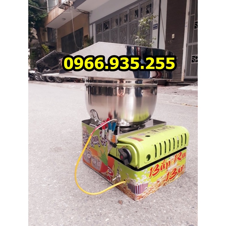 Máy nổ bỏng bắp rang bơ dùng bình ga to và bình ga mini