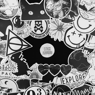 50 sticker TRẮNG ĐEN black and white BW (pvc nhám) dán laptop, dán điện thoại từ stickaroundvn