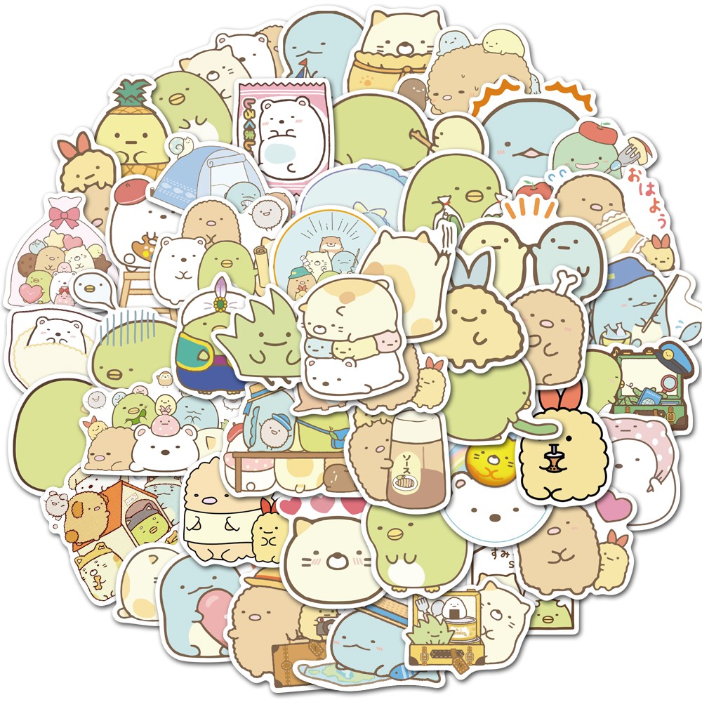Set 50 Miếng Dán Hình Nhân Vật Sumikko Gurashi Đáng Yêu Dùng Để Trang Trí