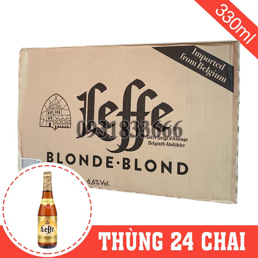 Bia Leffe Vàng ( Leffe Blonde ) 6,6% Thùng 24 Chai 330ml Nhập Khẩu Bỉ