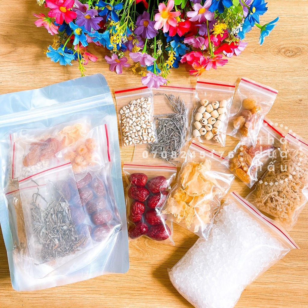 Một set nguyên liệu nấu chè dưỡng nhan/ chè bưởi/ sâm bổ lượng/ sương sa hột lựu/ milo dầm gói 408g