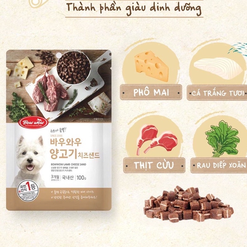 SNACK THƯỞNG PHOMAI THỊT CỪU BOWWOW CHO CHÓ - 100G