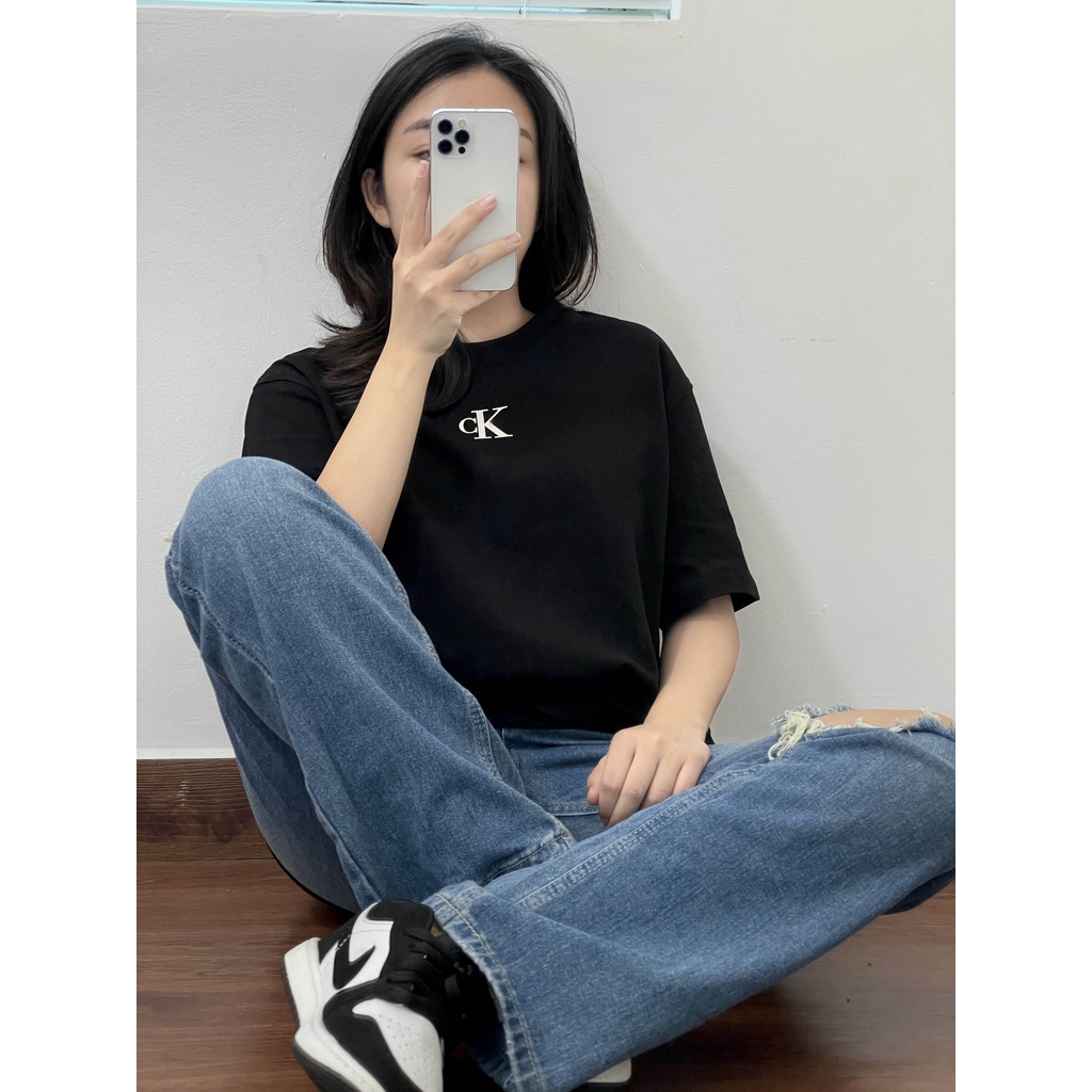 Áo thun CK Mini Logo form rộng tay lỡ unisex cho nam nữ 100% cotton cao cấp - GAHO STORE