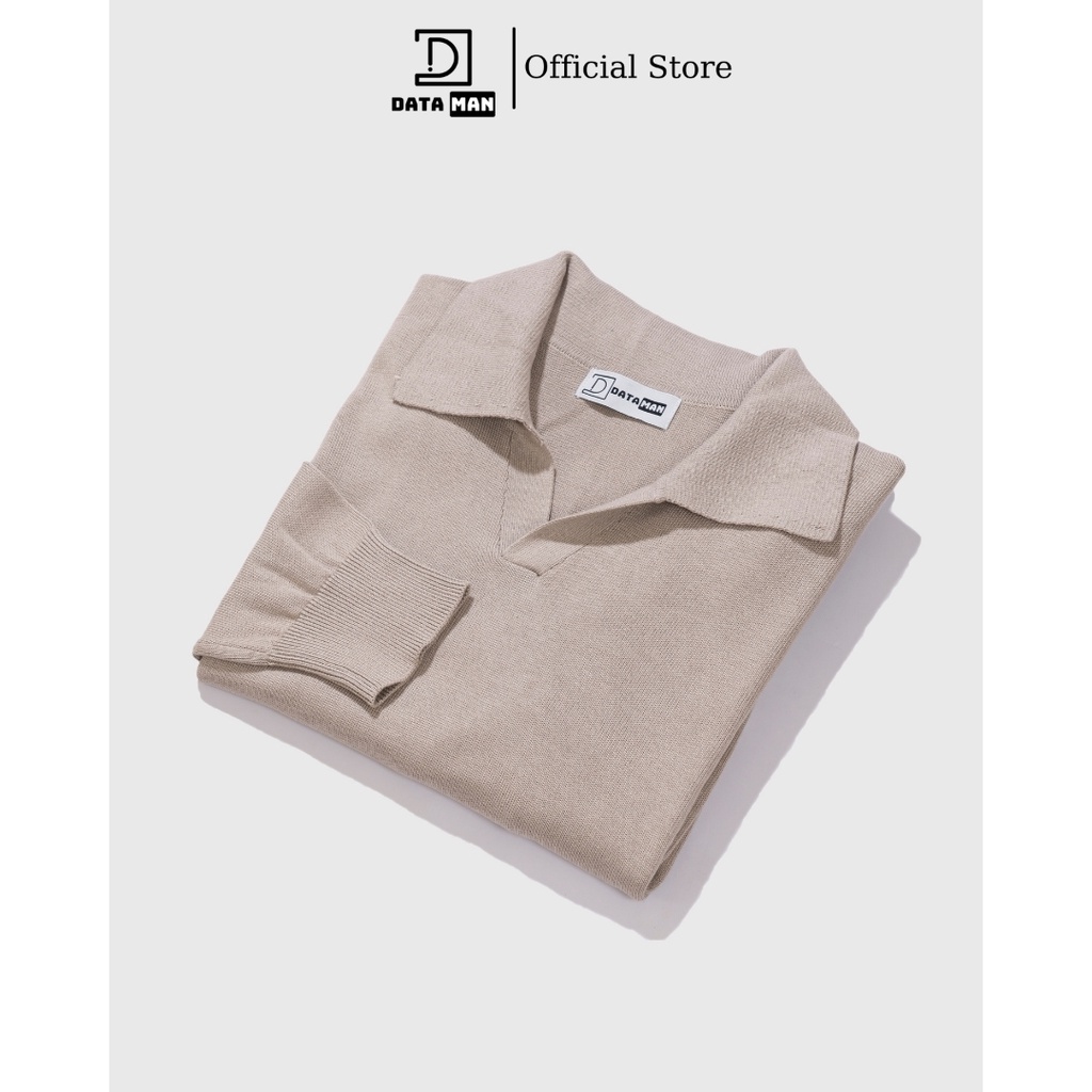 Áo Polo nam dài tay DATAMAN dệt kim, phong cách Hàn Quốc vải cotton chải kĩ mềm mịn, không bai xù, bo tay bo gấu | BigBuy360 - bigbuy360.vn