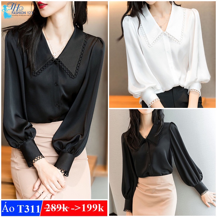 Áo sơ mi nữ màu trắng và màu đen