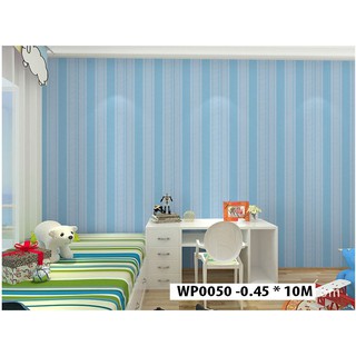 5M Giấy Dán Tường - Sọc Xanh Trắng