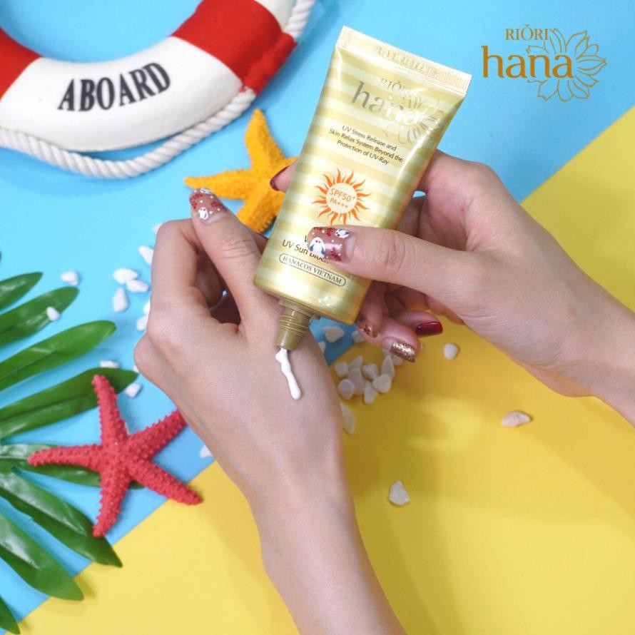 Kem Chống Nắng Dưỡng Trắng Nâng Tone Da SPF 50+ RIORI HANA WHITENING UV SUN BLOCK CREAM 50G