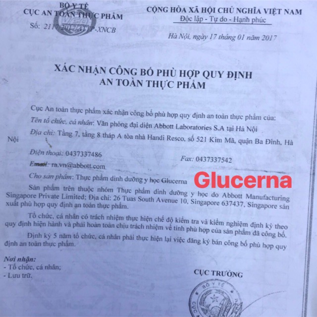 Lốc 6 chai 220ml sữa nước GLUCERNA cho người tiểu đường