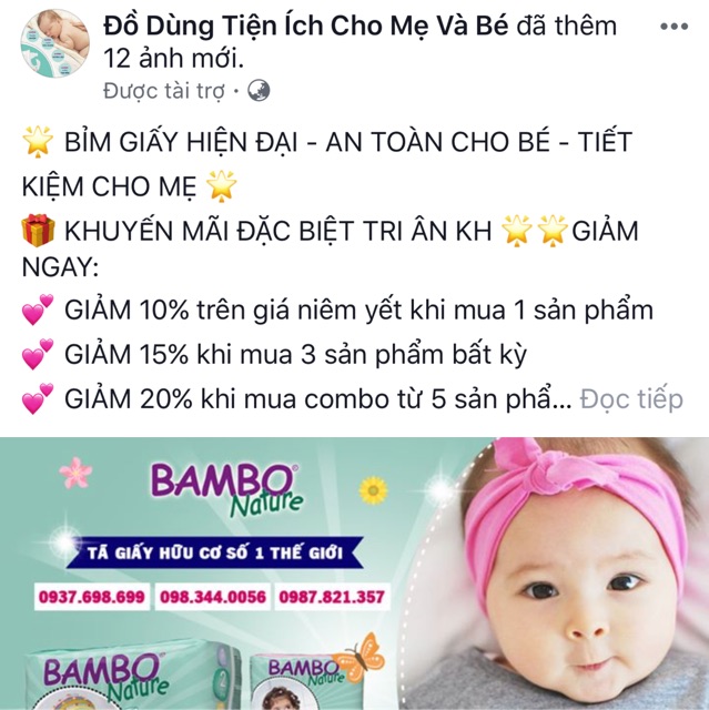 Bộ Tã Giấy BAMBO NATURE Size L 30 Miếng